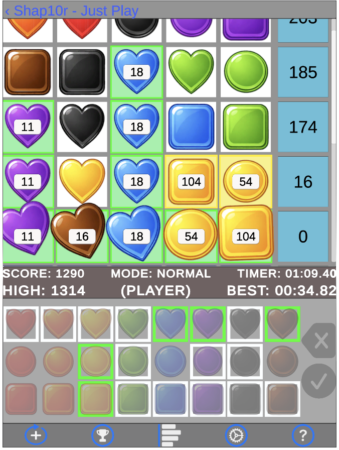 SHAP10R gameplay board screenshot